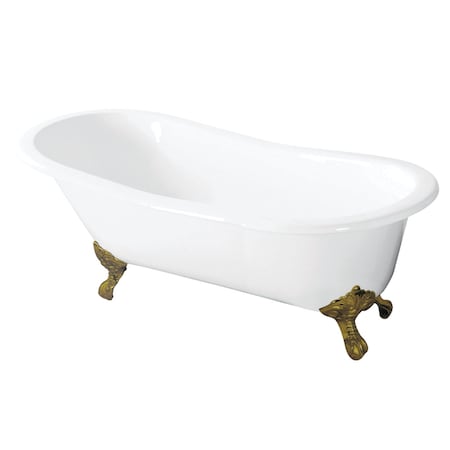 Aqua Eden Clawfoot Bathtubs, 56.69 L, 30.31 W, White/Polished Brass, Cast Iron VCTND5731B2